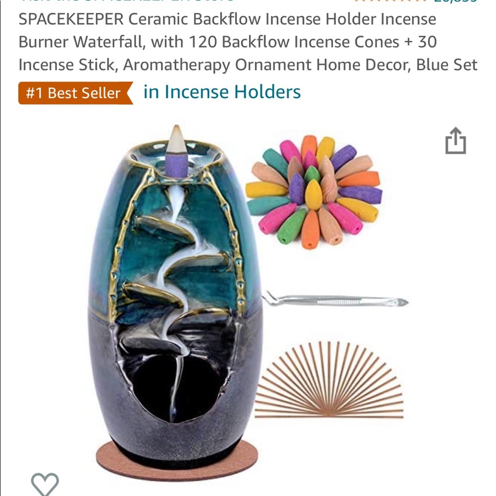 SPACEKEEPER Waterfall Backflow Incense Holder NWT